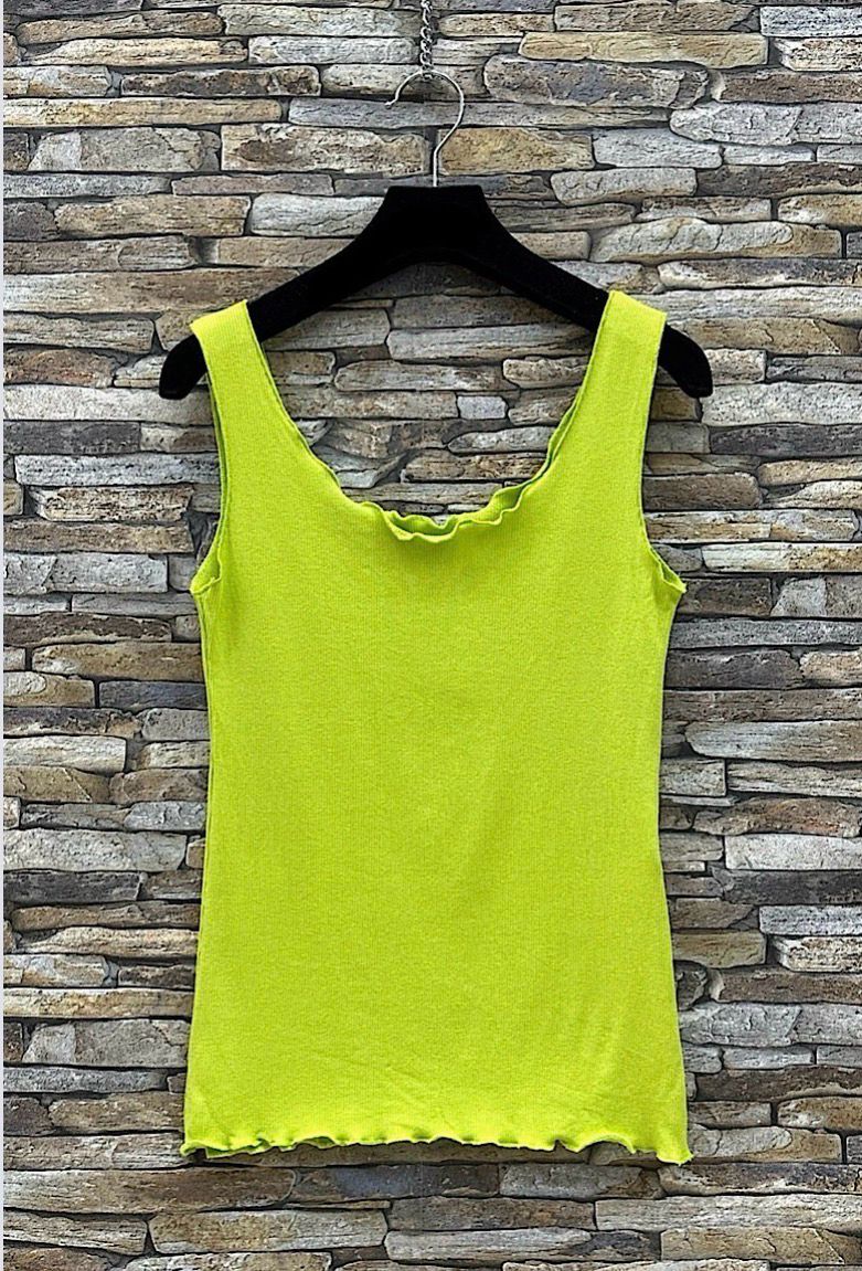 Effen Basic Rib Tanktop - Kwalitatieve Top Met Subtiele Ruffle Voor Dames