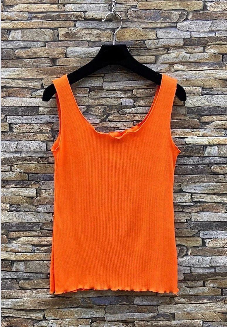 Effen Basic Rib Tanktop - Kwalitatieve Top Met Subtiele Ruffle Voor Dames