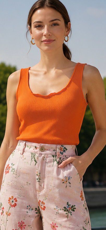 Effen Basic Rib Tanktop - Kwalitatieve Top Met Subtiele Ruffle Voor Dames