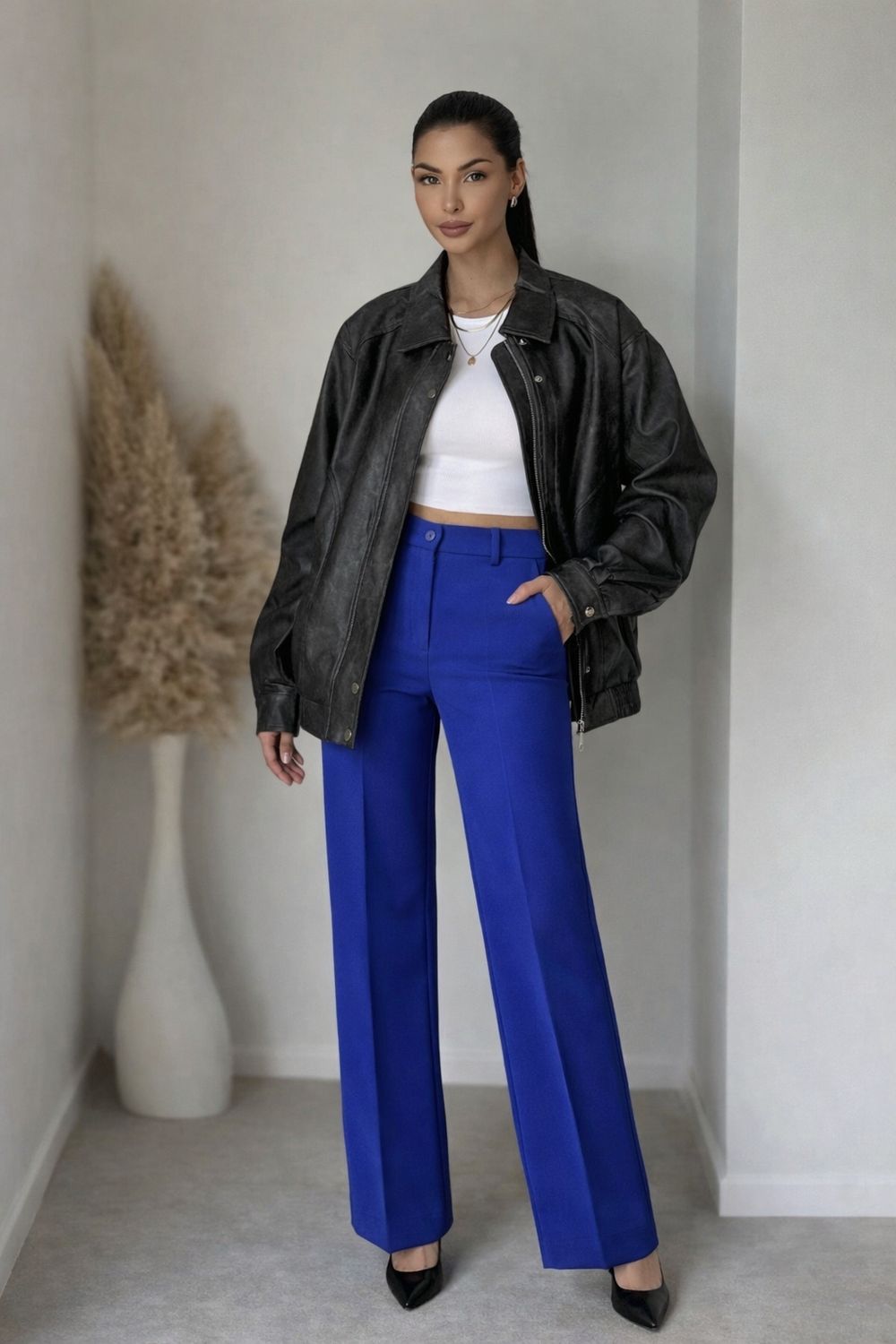 Faux leather Oversized Unisex bomber jacket- Namaakleder Tussenjas Herfst/ Winter