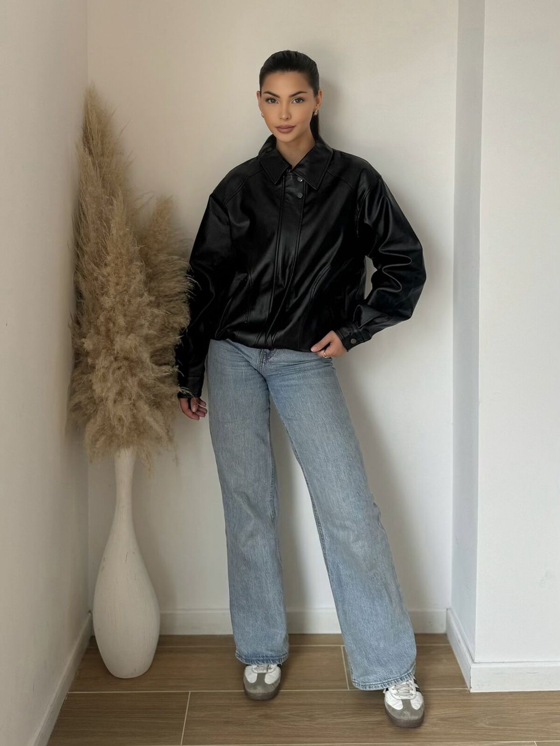 Faux leather Oversized Unisex bomber jacket- Namaakleder Tussenjas Herfst/ Winter