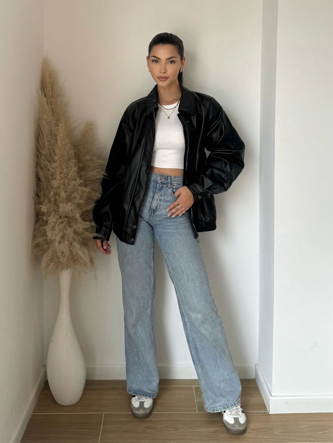 Faux leather Oversized Unisex bomber jacket- Namaakleder Tussenjas Herfst/ Winter