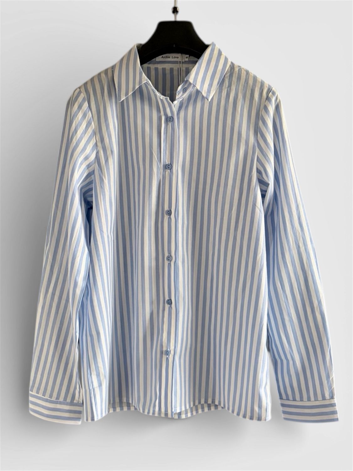 Dames Katoenen Strepen Shirt- Dames Hemd Met Strepen- Strepen blouse