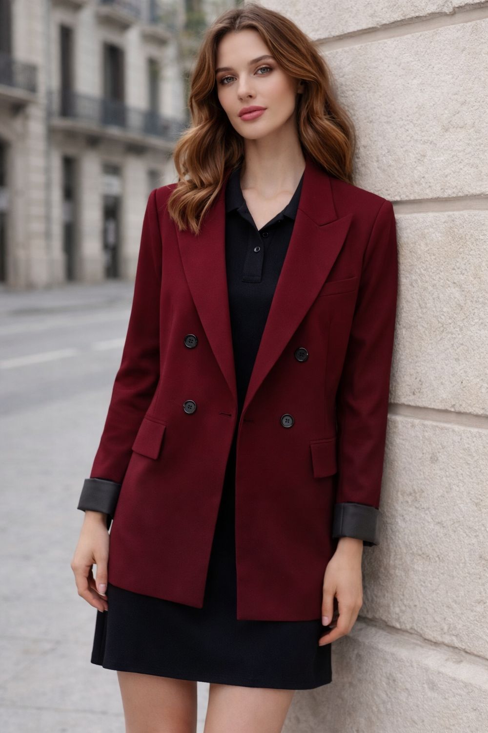 Blazer Jas Met Knoopsluiting en Binnenvoering Voor Dames