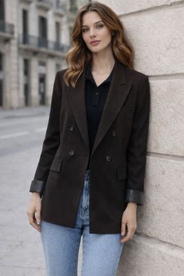 Blazer Jas Met Knoopsluiting en Binnenvoering Voor Dames