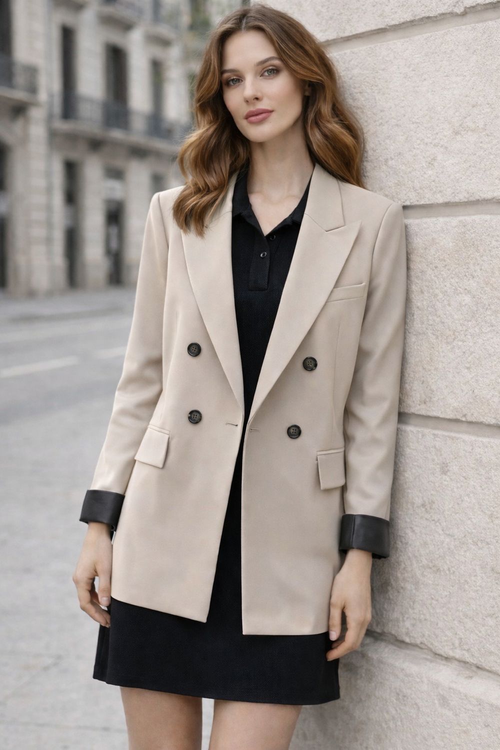 Blazer Jas Met Knoopsluiting en Binnenvoering Voor Dames