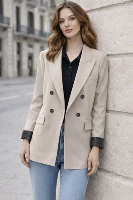 Blazer Jas Met Knoopsluiting en Binnenvoering Voor Dames