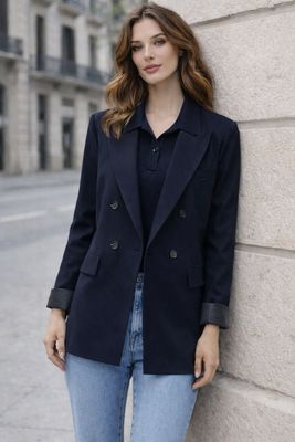 Blazer Jas Met Knoopsluiting en Binnenvoering Voor Dames