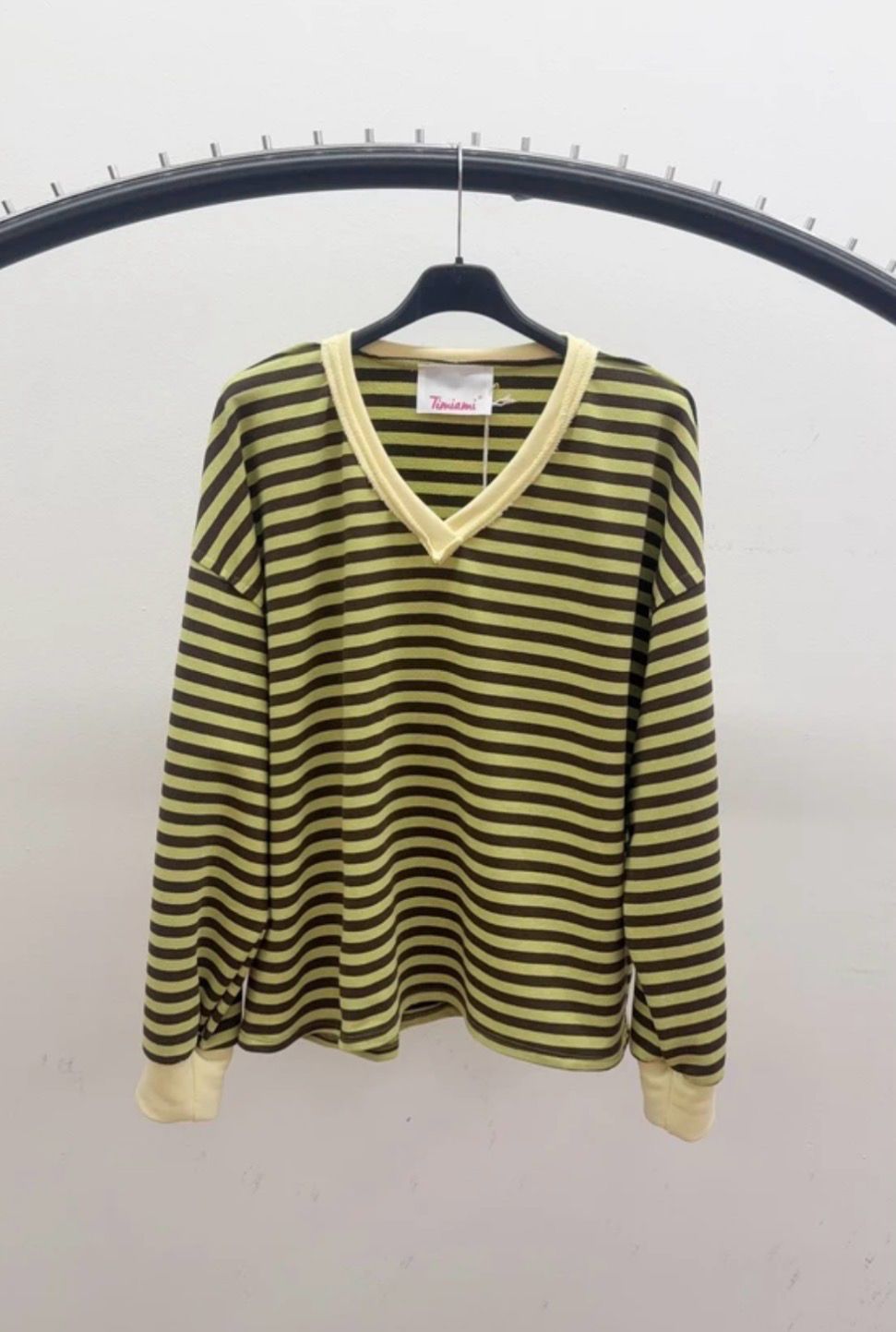 Lichte Lente/ Zomer Gestreepte V-Hals Sweater – Casual Parisian Chic