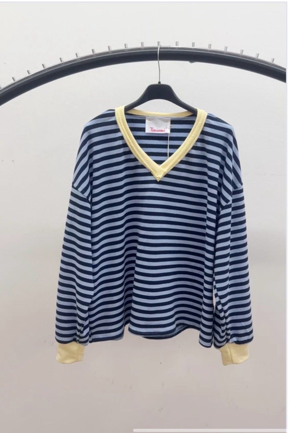 Lichte Lente/ Zomer Gestreepte V-Hals Sweater – Casual Parisian Chic