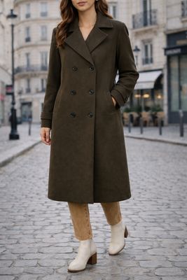 Italiaanse double-breasted mantel met ceintuur – tijdloze classy look in camel