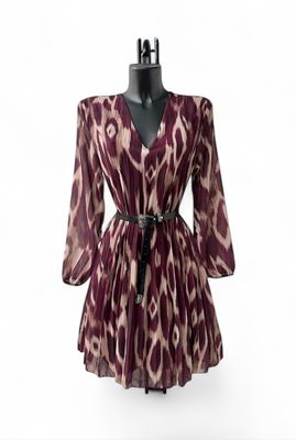 Plissé jurk met V-hals in verschillende kleuren en print – Elegante mini jurk