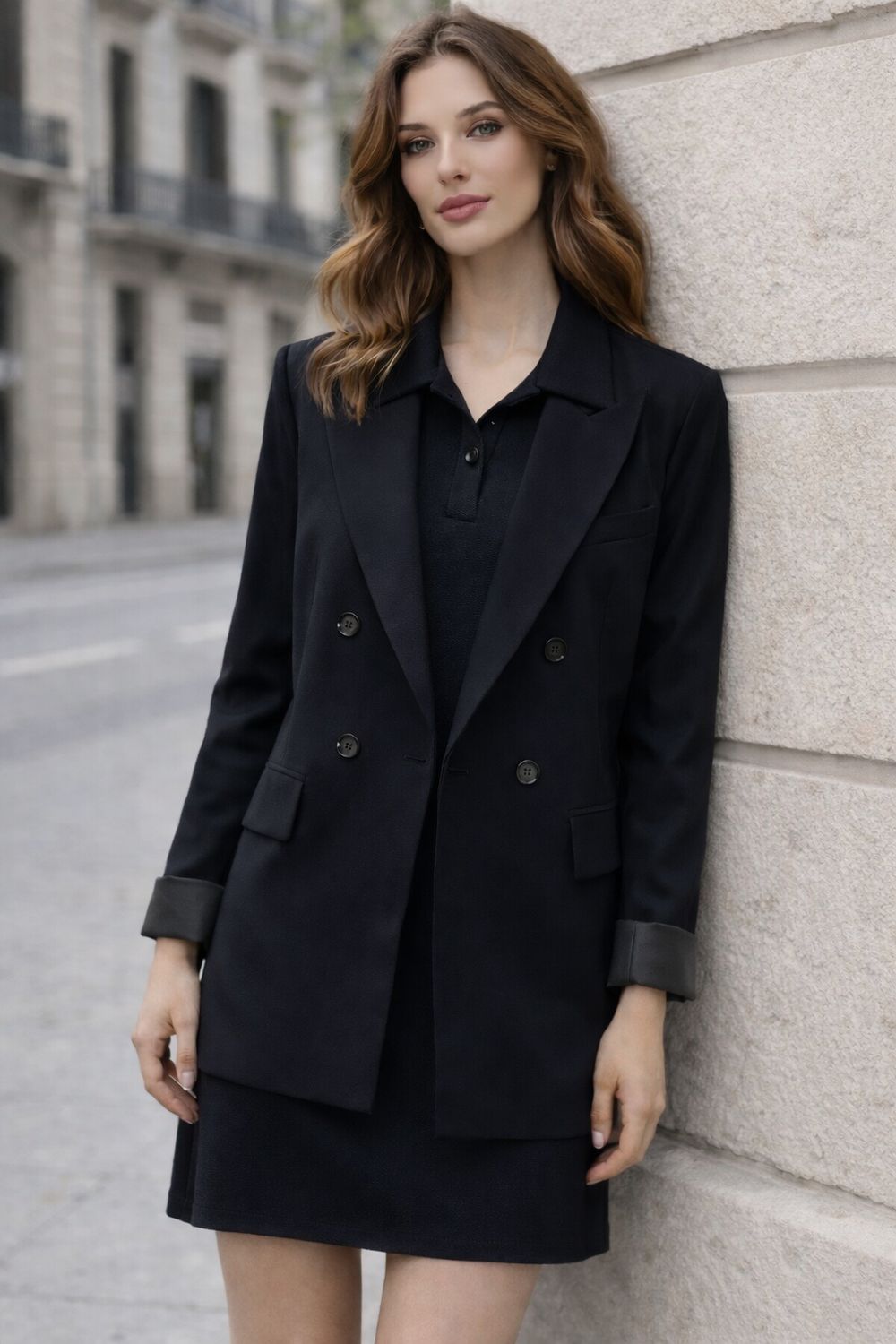 Blazer Jas Met Knoopsluiting en Binnenvoering Voor Dames