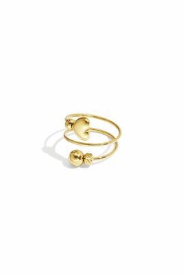 Goudkleurige verstelbare ring met hartdetail – roestvrij staal