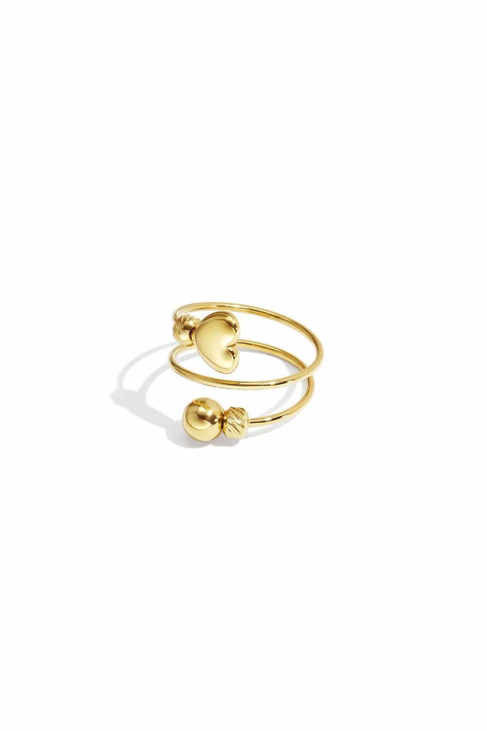 Goudkleurige verstelbare ring met hartdetail – roestvrij staal