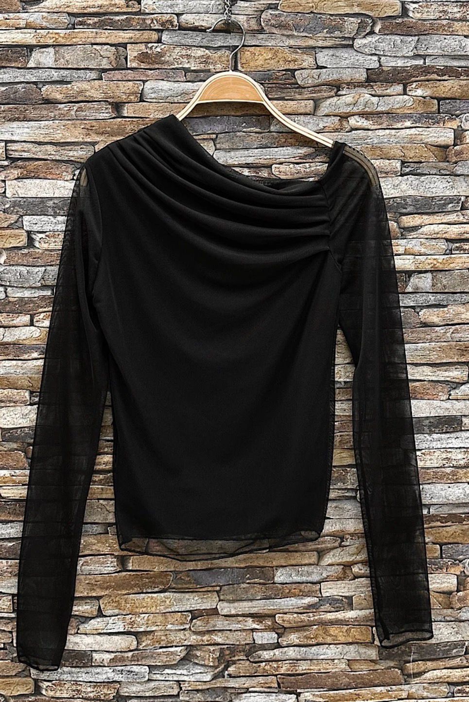 Off-Shoulder Mesh Drape Blouse – Elegante One-Shoulder Top | Infinity Me Boutique