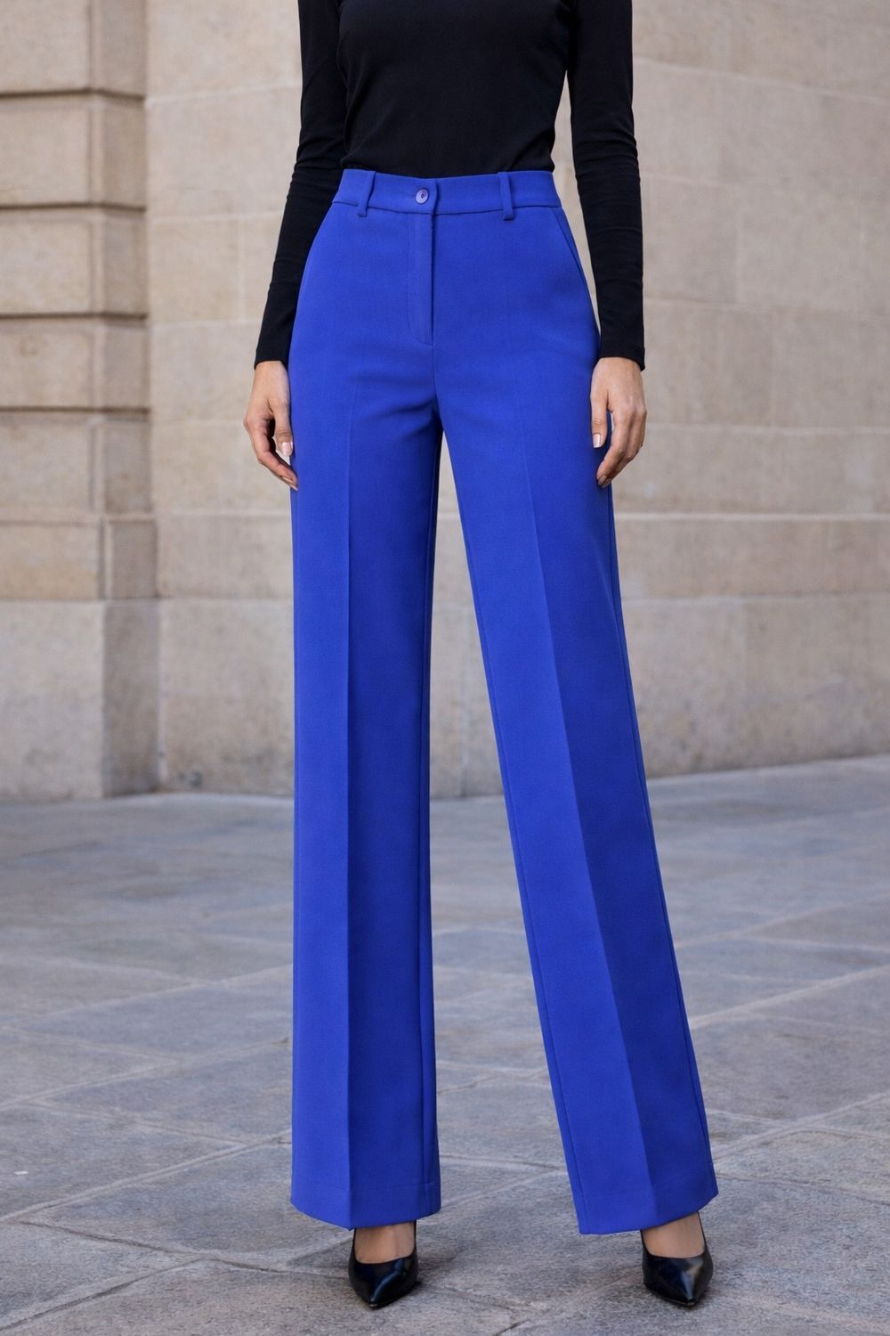 Purple Straight Cut Pantalon – Tijdloos, Elegant &amp; Modern- Purple Blauw