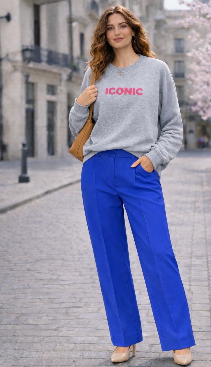 Purple Straight Cut Pantalon – Tijdloos, Elegant &amp; Modern- Purple Blauw