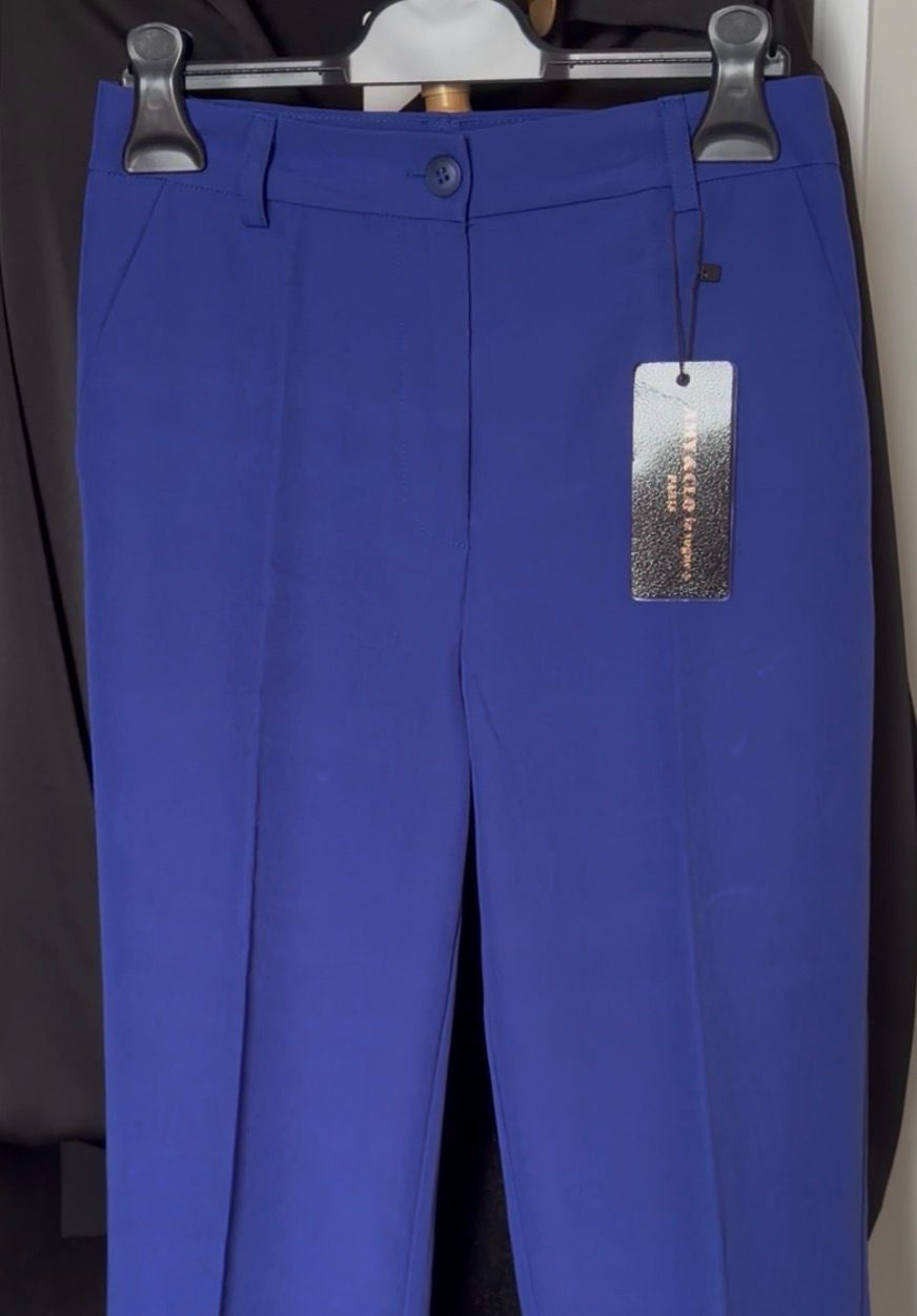 Purple Straight Cut Pantalon – Tijdloos, Elegant &amp; Modern- Purple Blauw