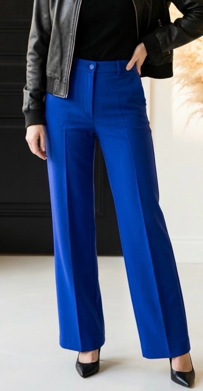 Purple Straight Cut Pantalon – Tijdloos, Elegant &amp; Modern- Purple Blauw