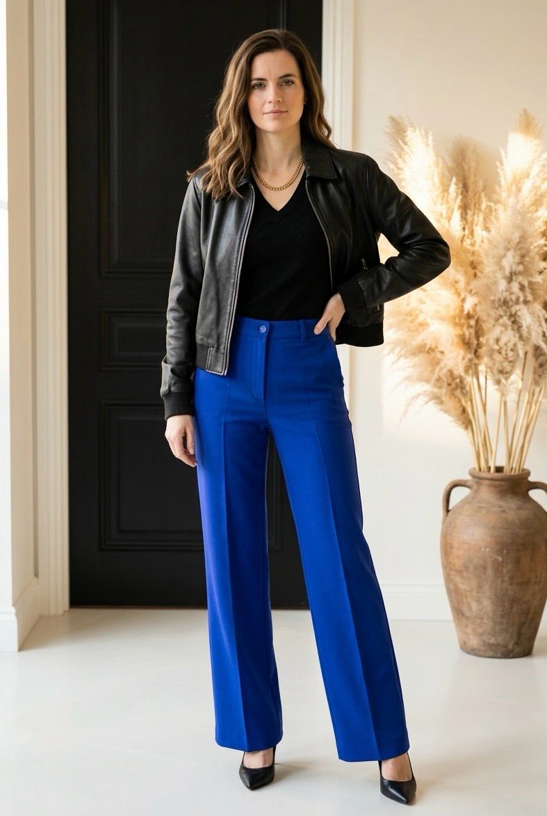 Purple Straight Cut Pantalon – Tijdloos, Elegant &amp; Modern- Purple Blauw