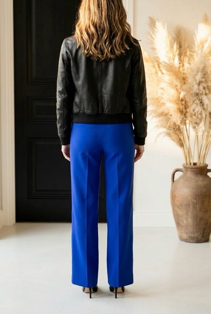 Purple Straight Cut Pantalon – Tijdloos, Elegant &amp; Modern- Purple Blauw