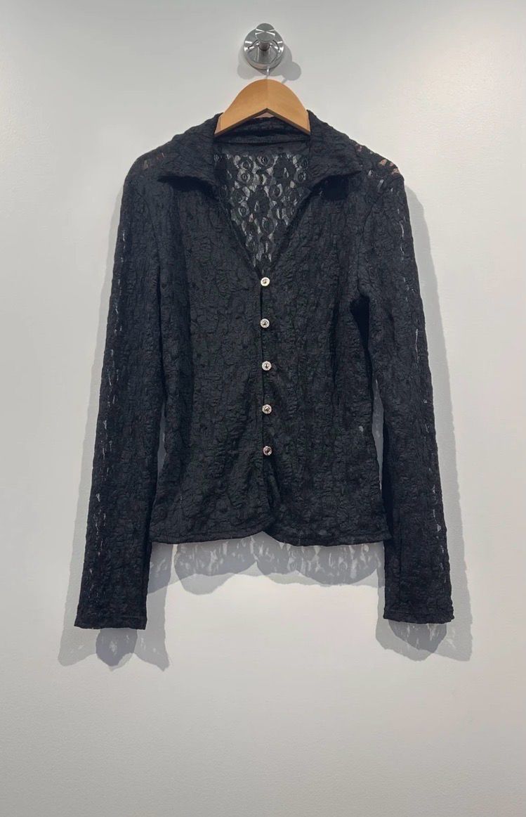 Chic Lace Top Long sleeve - Dames Lace Top Met Knoopjes