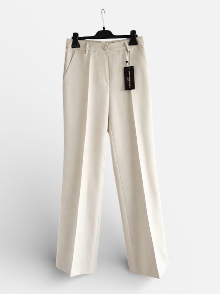 Crème Straight Cut Pantalon – Tijdloos, Elegant &amp; Modern- Purple Blauw