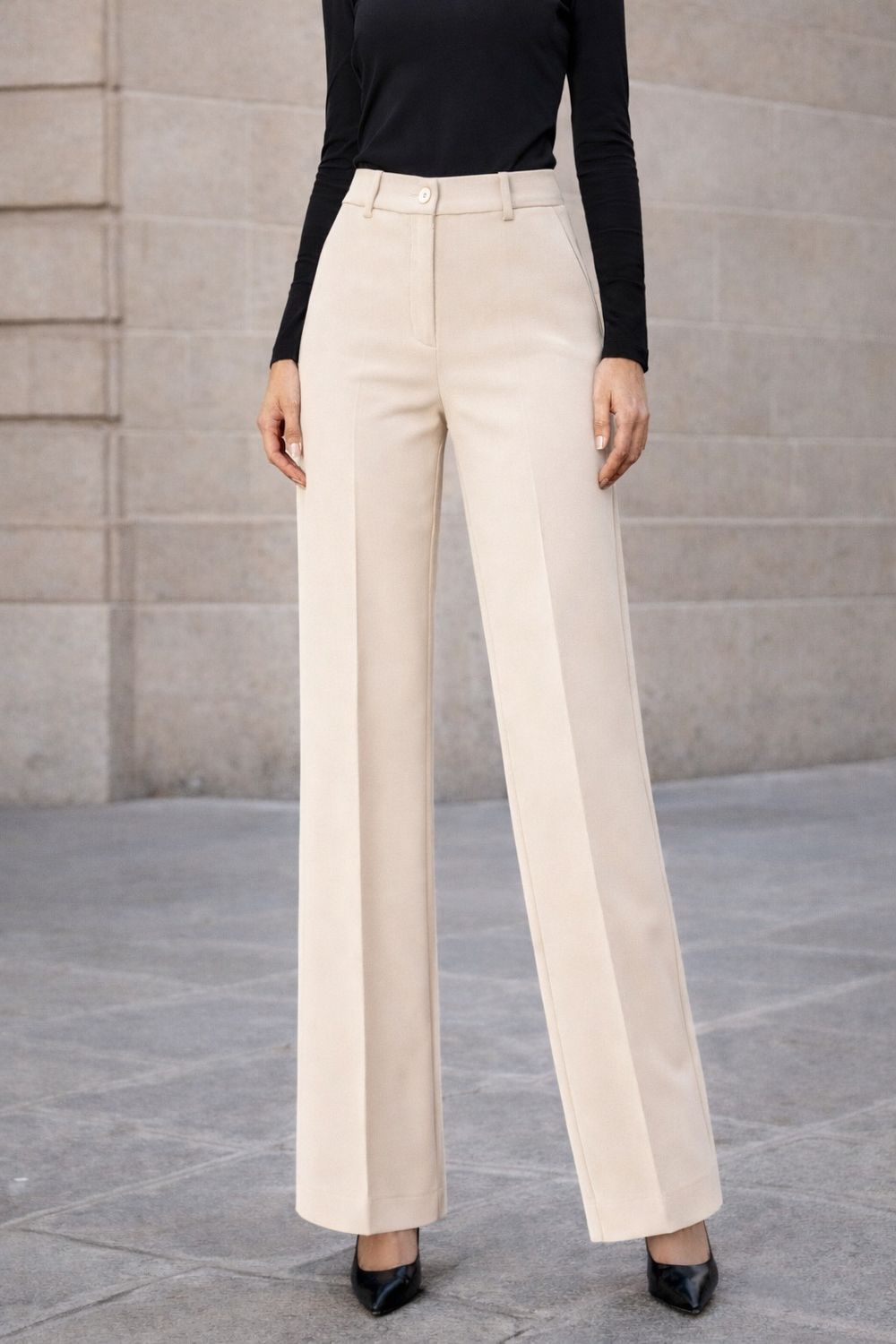 Crème Straight Cut Pantalon – Tijdloos, Elegant &amp; Modern- Purple Blauw