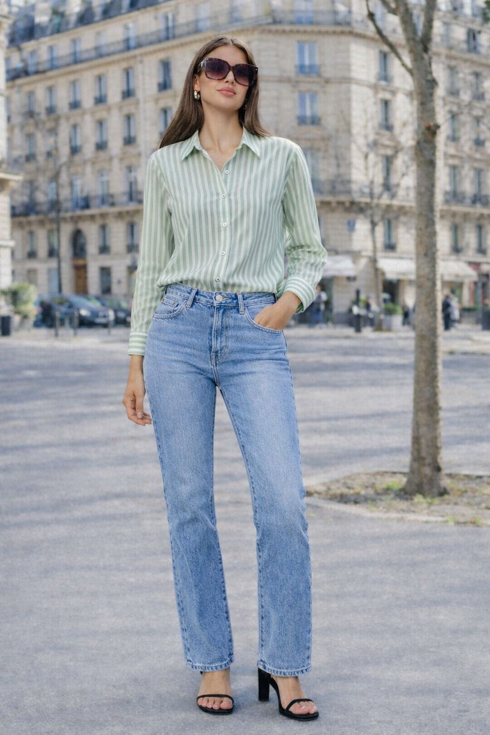 Dames Katoenen Strepen Shirt- Dames Hemd Met Strepen- Strepen blouse