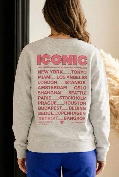 ICONIC Licht Grijze Sweater met Backprint – Casual Chic Dames Sweater | Infinity Me