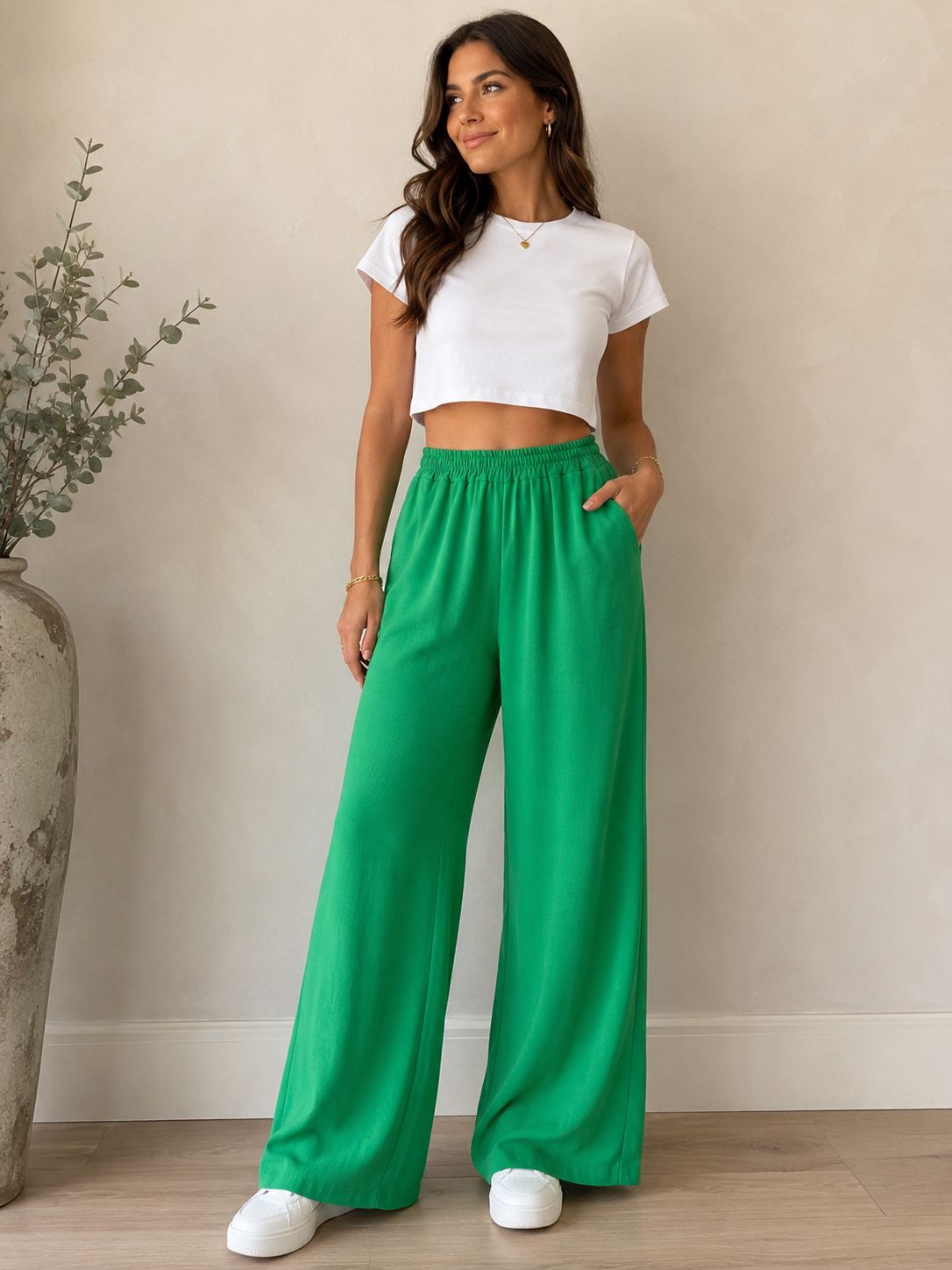 Groene Palazzo Broek- Losse Zomerbroek Voor Dames