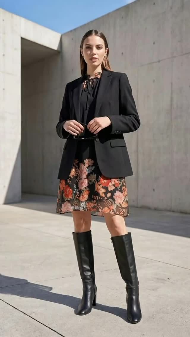 Bloemenjurk met transparante mouwen en losvallende One Size fit- Viscose Voering