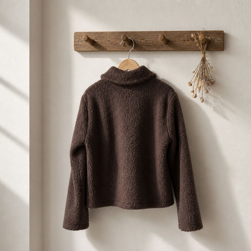 Bruin Bouclé Jasje met Kraag – Luxe &amp; Tijdloze Elegantie