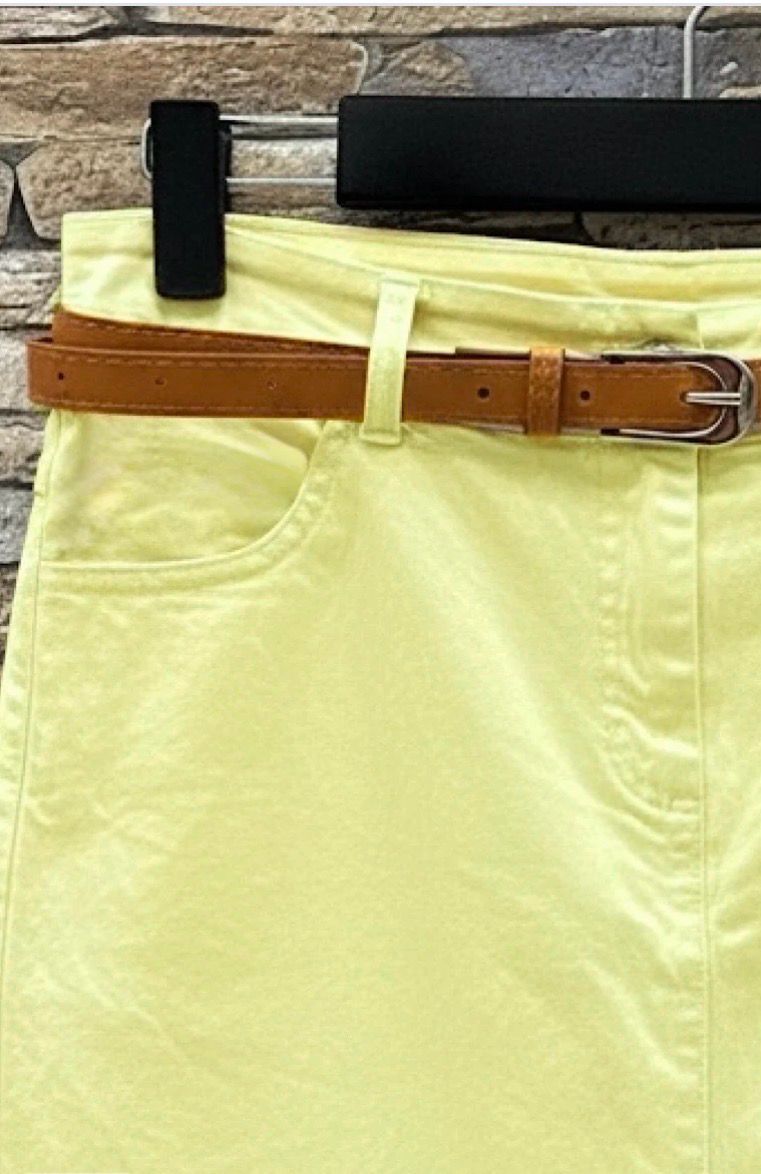 Gele Straight Fit Chino katoenen rok met hoge taille – zomers &amp; comfortabel