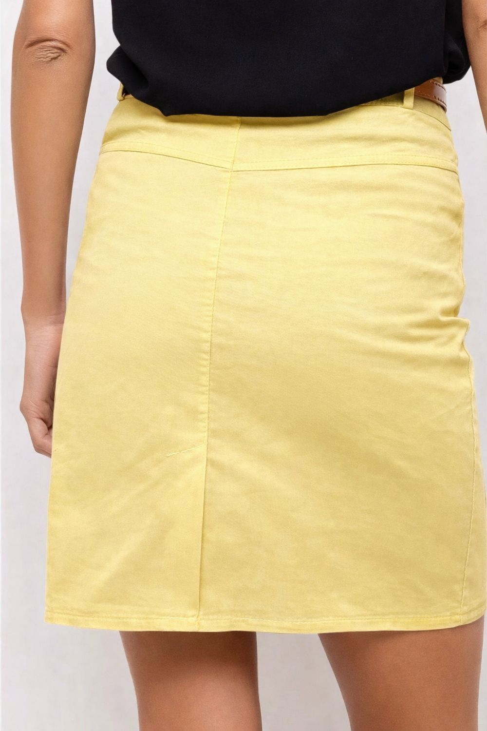 Gele Straight Fit Chino katoenen rok met hoge taille – zomers &amp; comfortabel