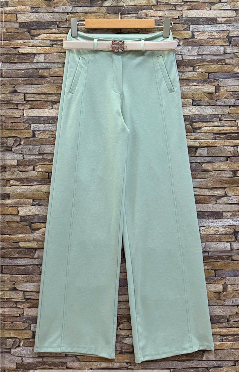 Mintgroene palazzo broek met hoge taille – elegante wide fit