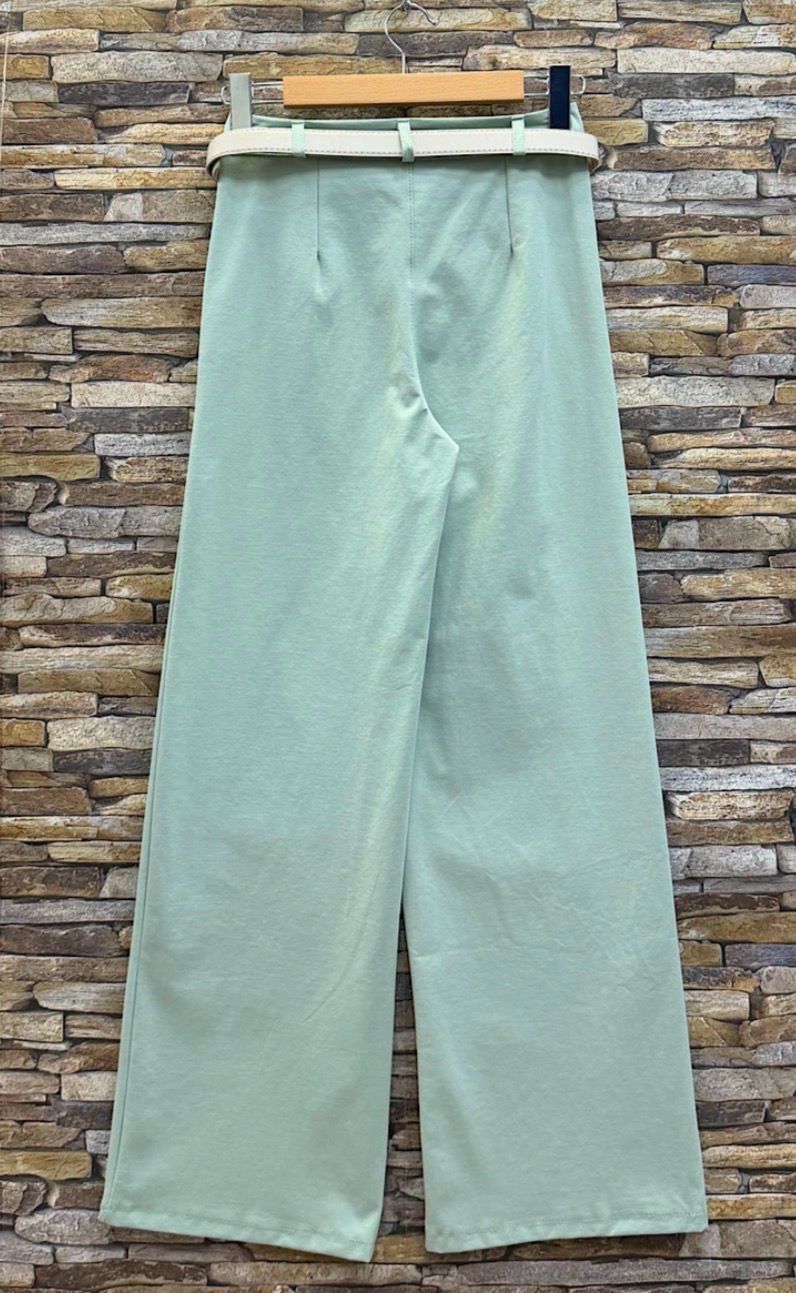 Mintgroene palazzo broek met hoge taille – elegante wide fit