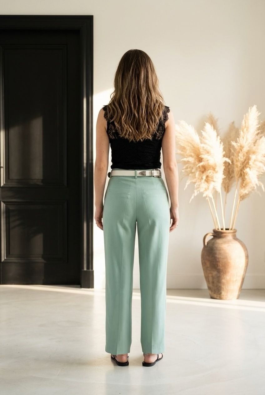 Mintgroene palazzo broek met hoge taille – elegante wide fit
