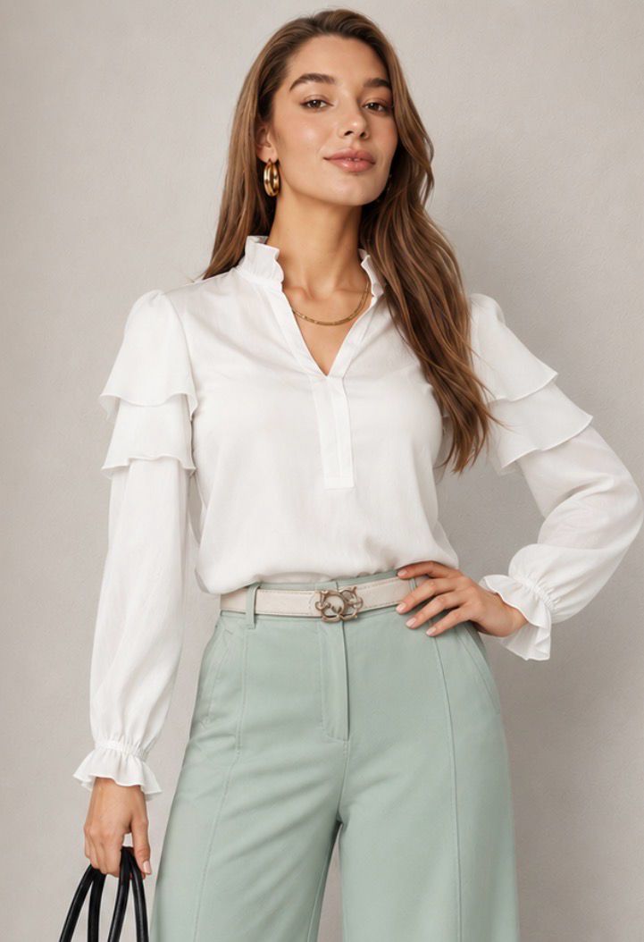 Mintgroene palazzo broek met hoge taille – elegante aanpassende fit- wijdere pijpen