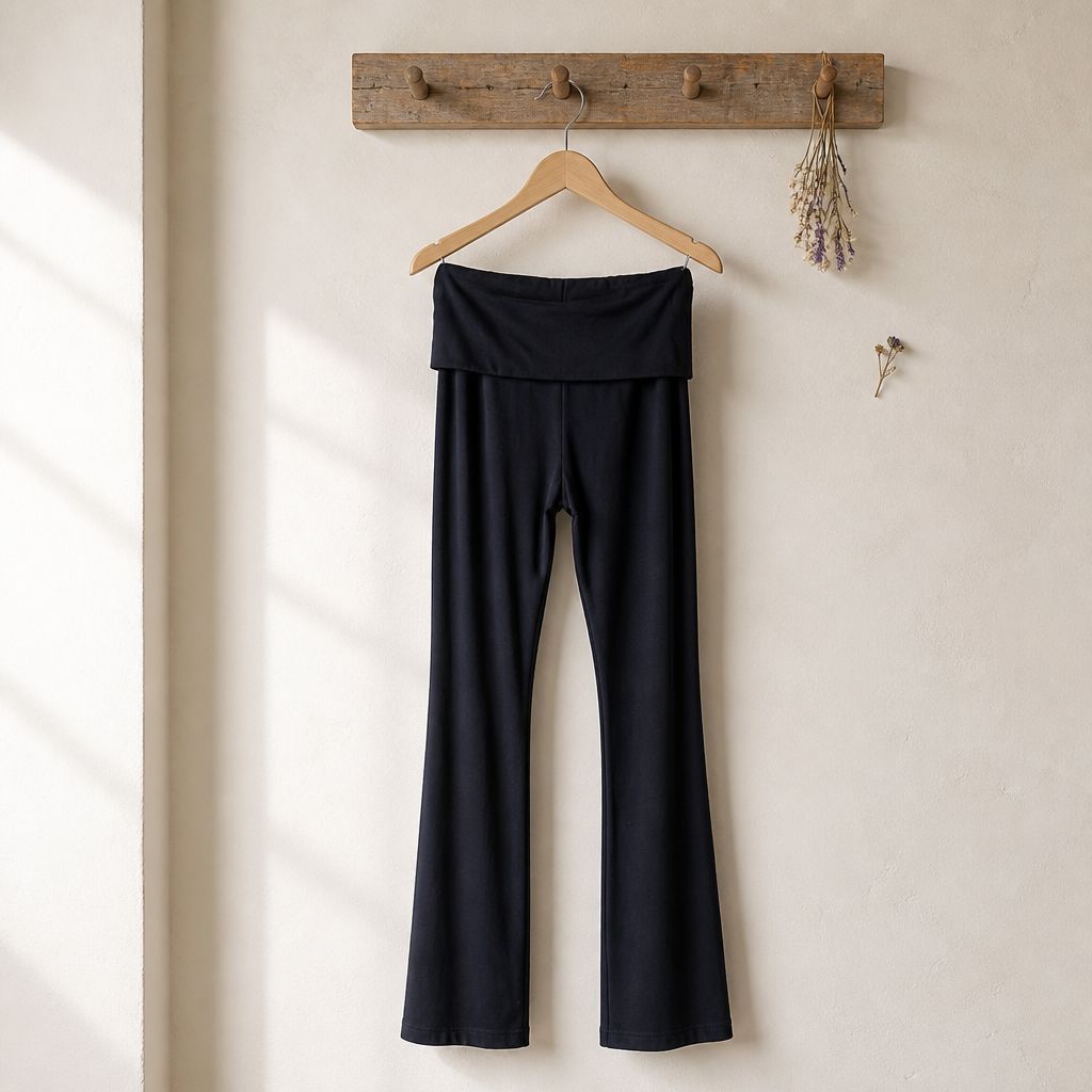 Blauwe Stretch Broek Met Omslag- Katoenen Stretch Broek