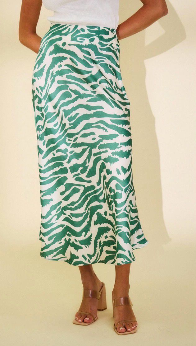 Groene Print Midi Rok – Elegant &amp; Vrouwelijk