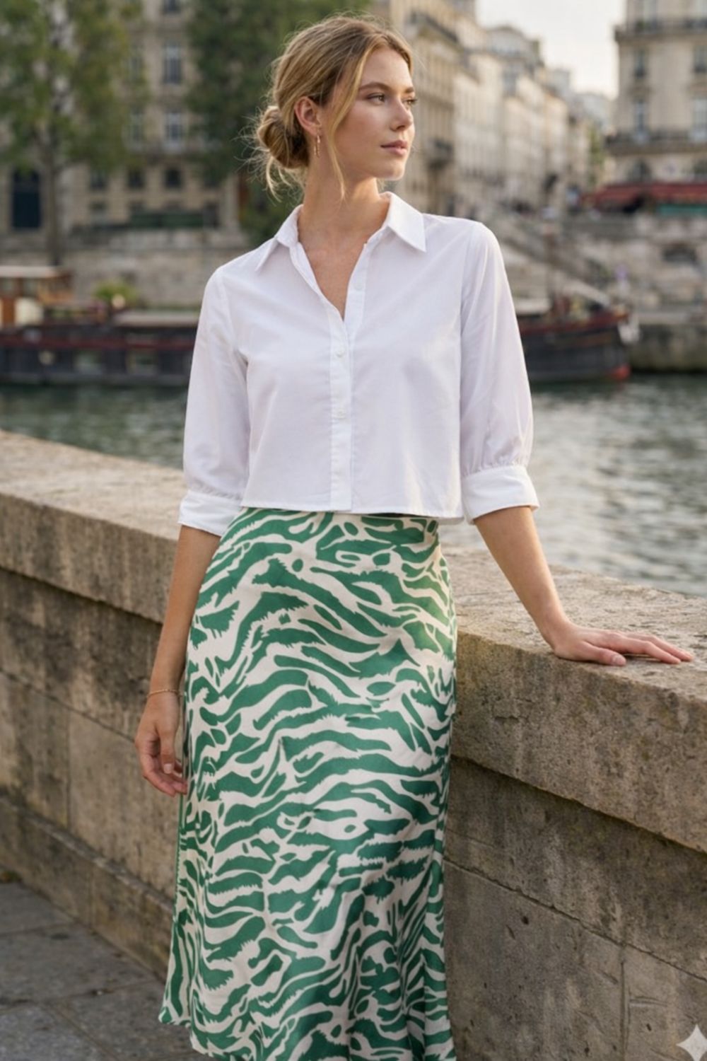 Groene Print Midi Rok – Elegant &amp; Vrouwelijk