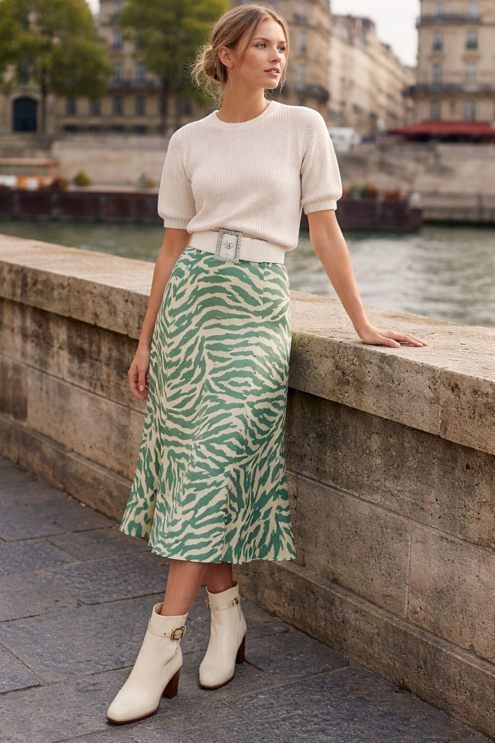 Groene Print Midi Rok – Elegant &amp; Vrouwelijk