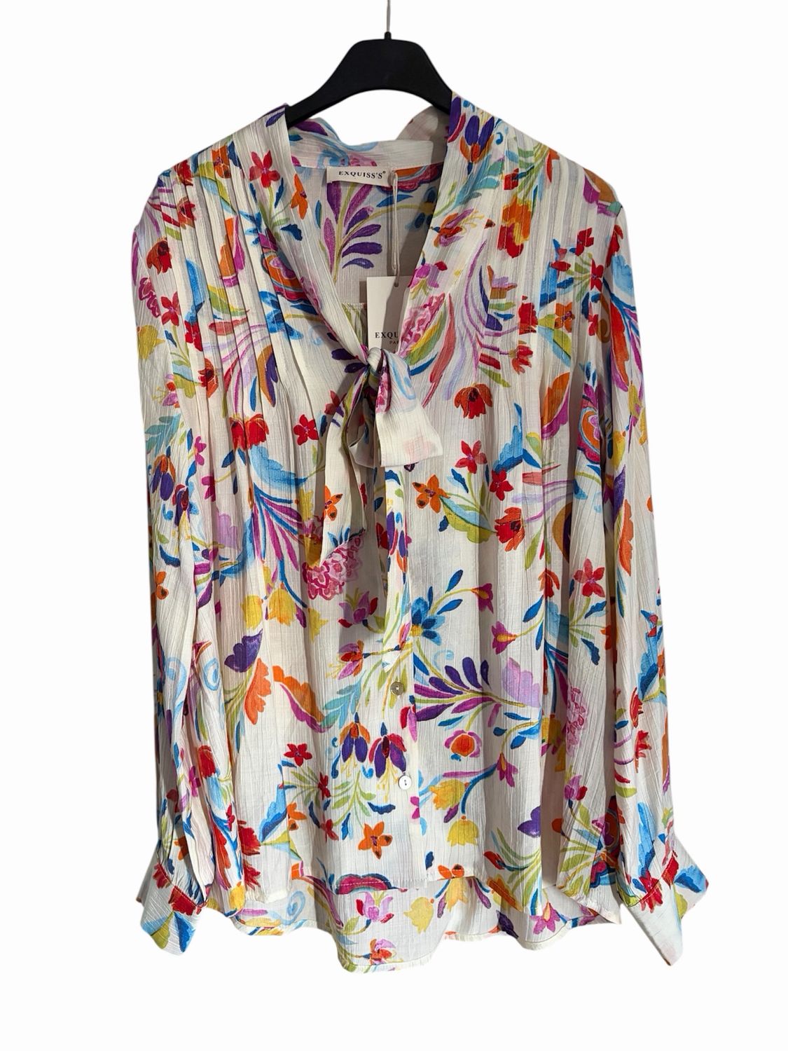 Luchtige Fijne Zomerse Blouse Met Elegante Strik- Bloemenmotiwf