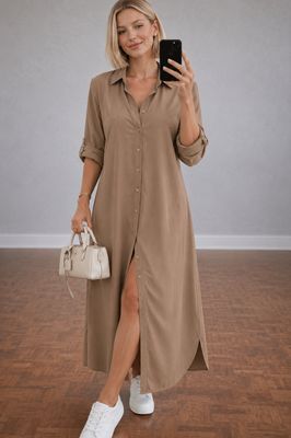 Infinity Me Lange Shirt Jurk – Maxi Hemdsjurk- Casual Chic & Comfort