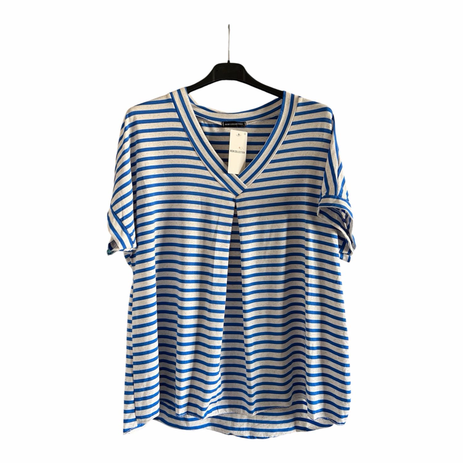 T Shirt Met V - Hals En Strepen Voor Dames