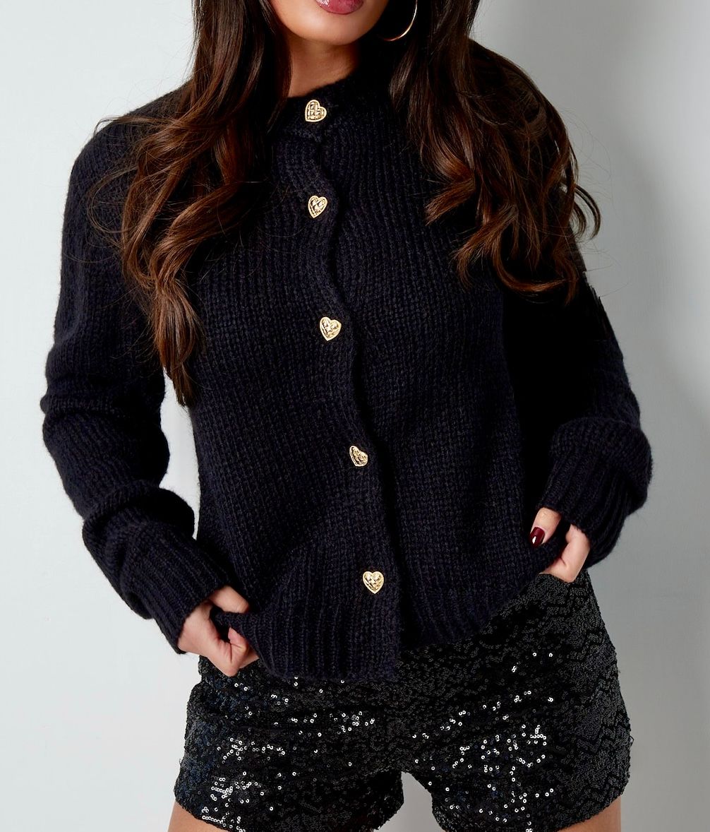 cardigan met gouden knopen