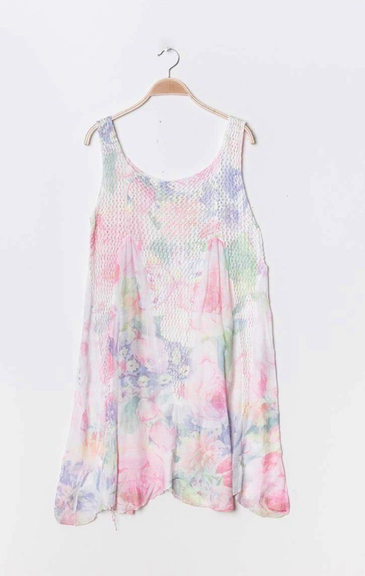 Luchtige jurk met knit bovenstuk en zachte flow- Transparant