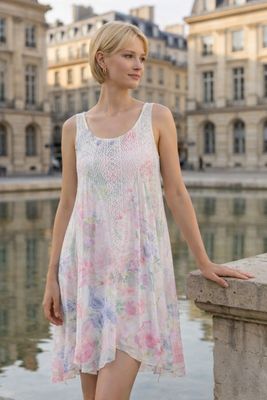 Luchtige jurk met knit bovenstuk en zachte flow- Transparant